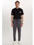 Erkek Slim Fit Pamuklu Beli Bağlamalı Yan Cepli Katlamalı Paça Jogger Antrasit Pantolon 3
