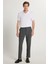 Erkek Slim Fit Dar Kesim Esnek Yan Cepli Bilek Boy Canvas Kesim Koyu Gri Pantolon 4