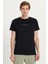 Erkek Slim Fit Dar Kesim %100 Pamuk Yumuşak Dokulu Baskılı Siyah Bisiklet Yaka Tişört 1