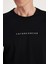 Erkek Slim Fit Dar Kesim %100 Pamuk Yumuşak Dokulu Baskılı Siyah Bisiklet Yaka Tişört 3