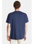 Relax Fit Rahat Kesim Pamuklu Ön Baskı Detaylı Bisiklet Yaka Lacivert Erkek Tişört 5
