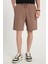 Erkek Relax Fit Rahat Kesim Yandan Cepli Bermuda Kahverengi Şort 1
