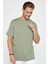 Unisex Relax Fit Rahat Kesim %100 Pamuk Yumuşak Dokulu Hafif Kalın Yeşil Bisiklet Yaka Tişört 1