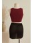 Kadın Bordo Yuvarlak Yaka Crop ve Siyah Pareo 2'li Set 1