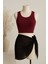 Kadın Bordo Yuvarlak Yaka Crop ve Siyah Pareo 2'li Set 3