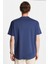 Relax Fit Rahat Kesim Pamuklu Ön Baskı ve Nakış Detaylı Bisiklet Yaka Indigo Erkek Tişört 5