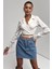 Gömlek Yaka Beli Bağlamalı Crop Bluz 1