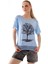 Kadın Hayat Ağacı Taş Baskı Detaylı Omuz Etek File Detay %100 Pamuk T-Shirt 1
