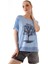 Kadın Hayat Ağacı Taş Baskı Detaylı Omuz Etek File Detay %100 Pamuk T-Shirt 3