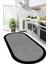 Dijital Kaymaz Gri Jüt Görünümlü Oval Siyah Çerçeveli Mutfak Halısı Salon Halısı Halı Yolluk DC-7027-GRİ Oval 1