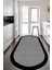 Dijital Kaymaz Gri Jüt Görünümlü Oval Siyah Çerçeveli Mutfak Halısı Salon Halısı Halı Yolluk DC-7027-GRİ Oval 2