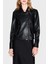 Slim Fit Apaş Yaka Fermuar Detaylı Deri Ceket Bayan Deri Ceket XW001433 AF16618 UC001 1