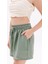 Genıus Store Kadın Şort Aerobin Pamuklu Cepli Çekmez Kumaş Beli Lastikli Şort 4