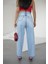 Açık Mavi Kadın Skater Jeans Bol Pantolon 4