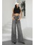 Kadın Gri Jeans Bol Paça Yüksek Bel 1