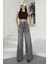 Kadın Gri Jeans Bol Paça Yüksek Bel 4