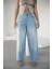 Kadın Buz Mavisi Baggy Jeans Yüksek Bel 2