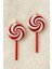 Yılbaşı Ağacı Süsü Kırmızı Beyaz Spiral Lolipop Şeker 2'li Set 1