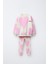 Kız Çocuk Pamuklu Ekru Pembe Kalp Desenli Sweatshirt ve Tayt Takım - Love 6