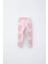 Kız Çocuk Pamuklu Ekru Pembe Kalp Desenli Sweatshirt ve Tayt Takım - Love 3