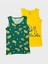 Erkek Çocuk Pamuklu Sarı Yeşil Renk Iş Makinesi Desenli 2 Li Atlet Takımı 2