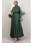 Mona Pelerinli Elbise Soft Yeşil 4