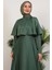 Mona Pelerinli Elbise Soft Yeşil 5