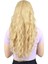 Su Dalgası Uzun Perçemsiz Fiber Sentetik Peruk - Sarı 4