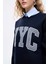 Gömlek Yakalı Nakış Detaylı Oversize Sweatshirt Lacivert 4