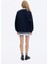 Gömlek Yakalı Nakış Detaylı Oversize Sweatshirt Lacivert 5