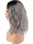 Fiber Sentetik Dalgalı Kısa Tül Peruk - Siyah Gri Ombreli 3