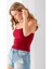 Kadın Kare Yaka Ince Askılı Basic Atlet Bordo - MS0000514 6