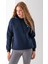 Kadın Kapüşonlu Ceylan Nakışlı 3ip Sweatshirt Lacivert - 2622 3