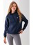 Kadın Kapüşonlu Ceylan Nakışlı 3ip Sweatshirt Lacivert - 2622 4