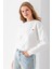 Kadın Bisiklet Yaka Kalp Nakışlı 3ip Crop Sweatshirt Beyaz - 2669 2