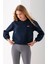 Kadın Bisiklet Yaka Miu Miu Aksesuarlı 3ip Sweatshirt Lacivert - 2627 5