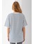 Kadın Bisiklet Yaka Oversize Basic Çizgili T-Shirt Lacivert - 25700 8