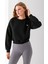 Kadın Bisiklet Yaka Kelebek Aksesuarlı 3ip Crop Sweatshirt Siyah - 2670 5