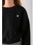 Kadın Bisiklet Yaka Kelebek Aksesuarlı 3ip Crop Sweatshirt Siyah - 2670 7