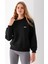 Kadın Bisiklet Yaka Miu Miu Aksesuarlı 3ip Sweatshirt Siyah - 2627 3
