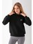 Kadın Bisiklet Yaka Miu Miu Aksesuarlı 3ip Sweatshirt Siyah - 2627 5