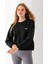Kadın Bisiklet Yaka Miu Miu Aksesuarlı 3ip Sweatshirt Siyah - 2627 7