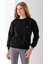 Kadın Bisiklet Yaka Fiyonk Aksesuarlı 3ip Sweatshirt Siyah - 2624 2