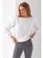 Kadın Bisiklet Yaka Fiyonk Aksesuarlı 3ip Sweatshirt Beyaz - 2624 2