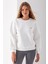 Kadın Bisiklet Yaka Fiyonk Aksesuarlı 3ip Sweatshirt Beyaz - 2624 4