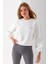 Kadın Bisiklet Yaka Fiyonk Aksesuarlı 3ip Sweatshirt Beyaz - 2624 6