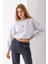 Kadın Bisiklet Yaka Gözlüklü Ayı Nakışlı 3ip Crop Sweatshirt Gri - 2671 5
