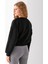 Kadın Bisiklet Yaka Kelebek Aksesuarlı 3ip Crop Sweatshirt Siyah - 2670 8