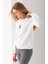 Kadın Bisiklet Yaka Çantalı Ayıcık Nakışlı 3ip Sweatshirt Beyaz - 2626 3