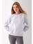 Kadın Bisiklet Yaka Miu Miu Aksesuarlı 3ip Sweatshirt Gri - 2627 1